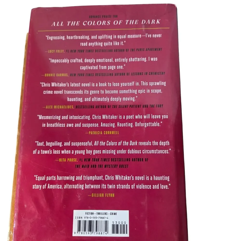 ALL THE COLORS OF THE DARK hardcover book dust cover Chris Whitaker